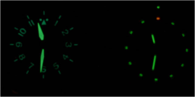 Figure 7: Superluminova on left and tritium on right, Charged 0 minutes prior